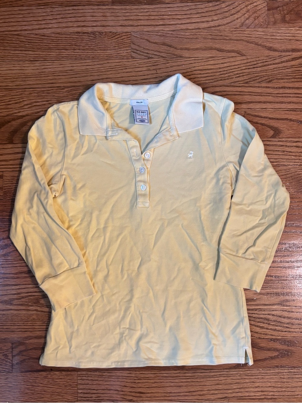 Old Navy Tiny Fit Butter Yellow Long Sleeve Polo Shirt Girls Small